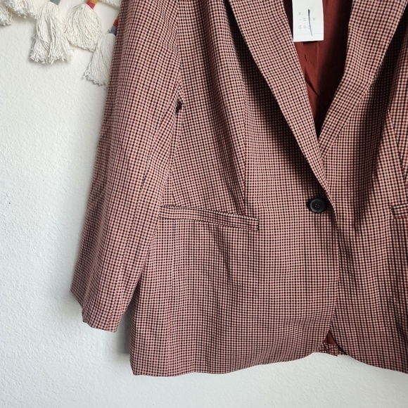 A New Day Gingham Plaid Oversize Single Breasted Boy Blazer Academia NWT XXL - Picture 4 of 11